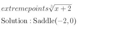 The extreme points of \sqrt[3]{x+2} are Saddle(-2,0)